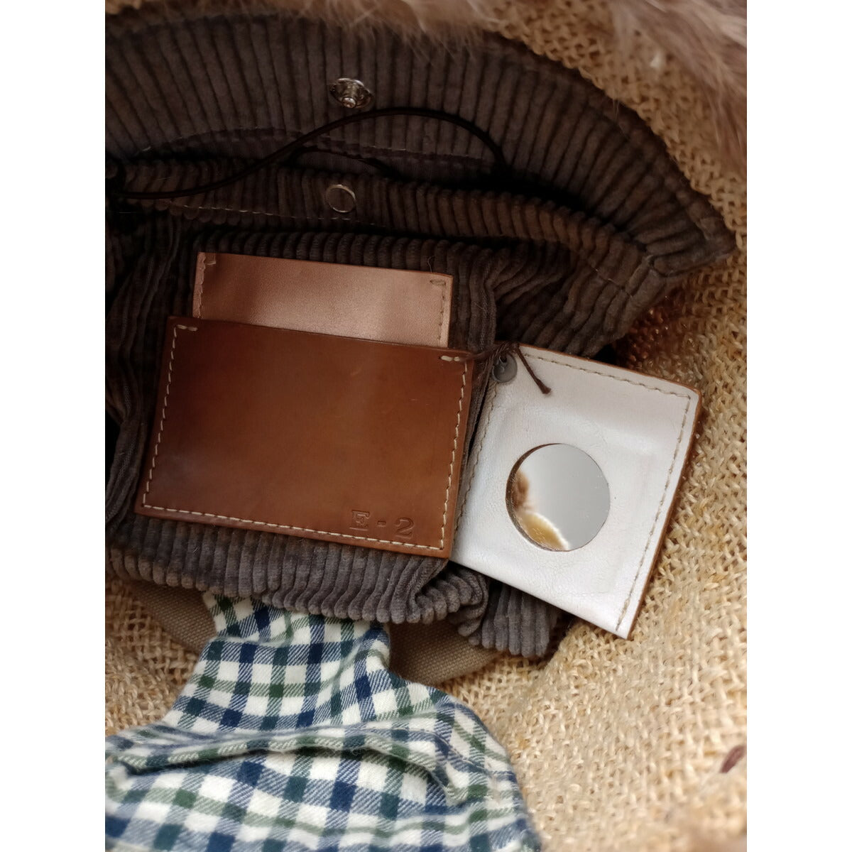 ebagos エバゴス ファー付き バッグ 白【中古】