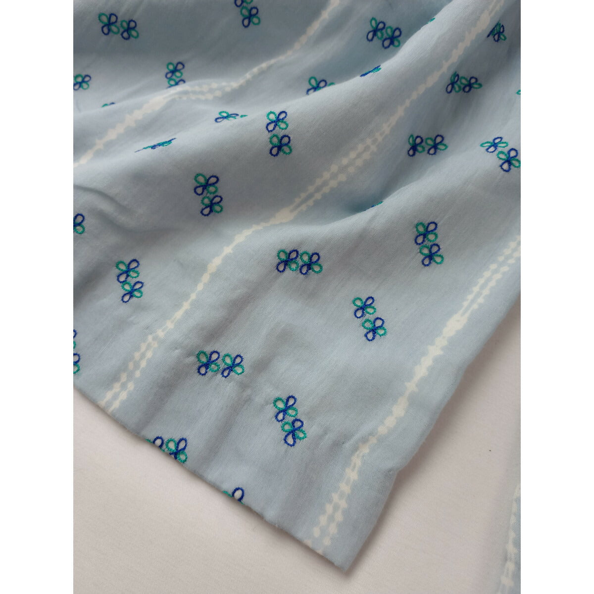 新品 BUNON ブノン 刺繍 ワイド パンツ ライトブルー L