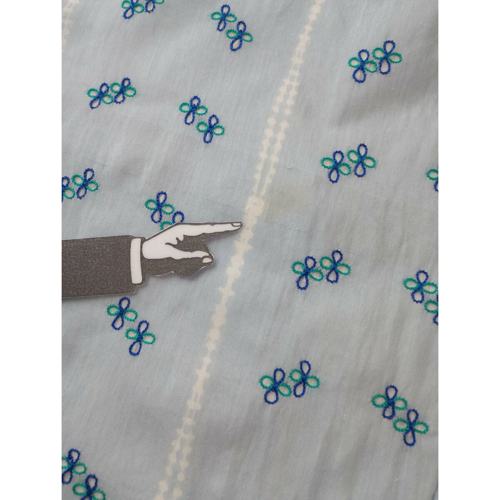 新品 BUNON ブノン 刺繍 ワイド パンツ ライトブルー L