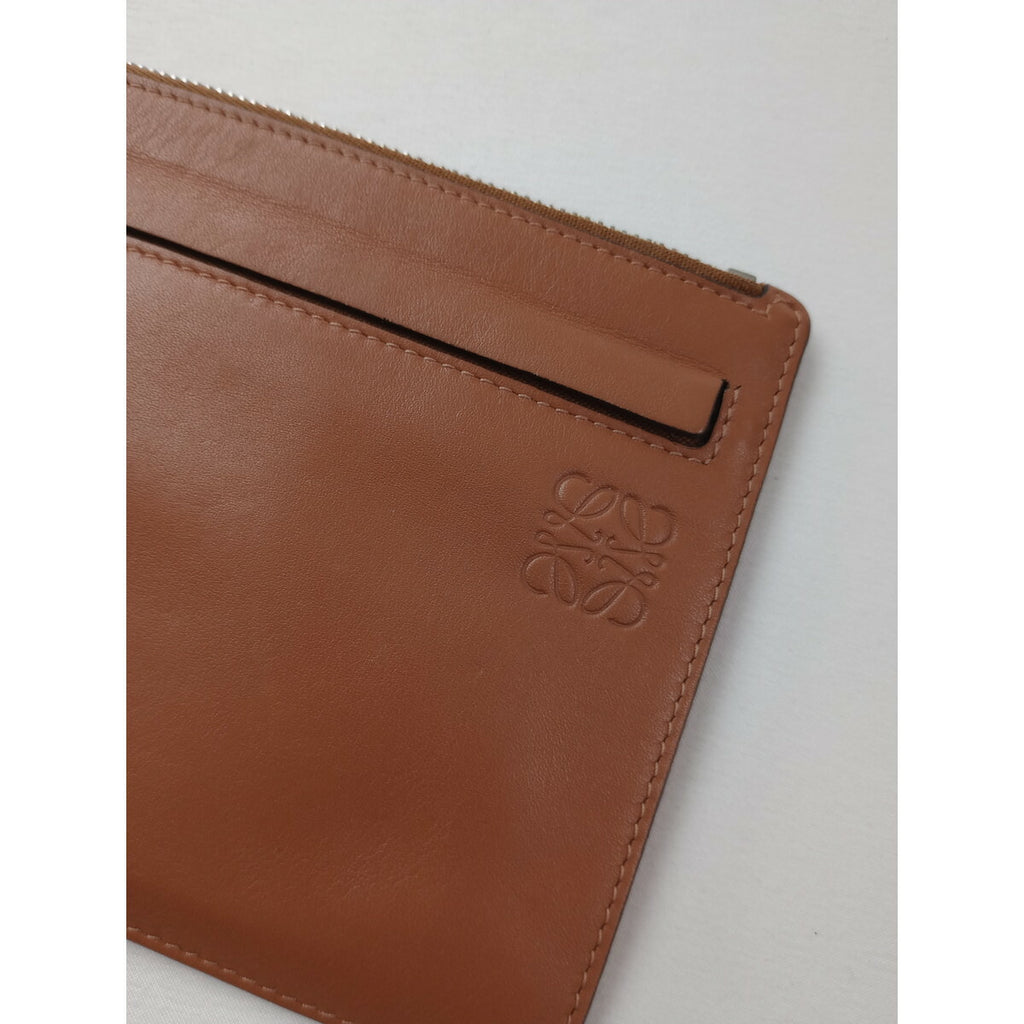 LOEWE ロエベ アナグラム レザー ポーチ ブラウン【中古】