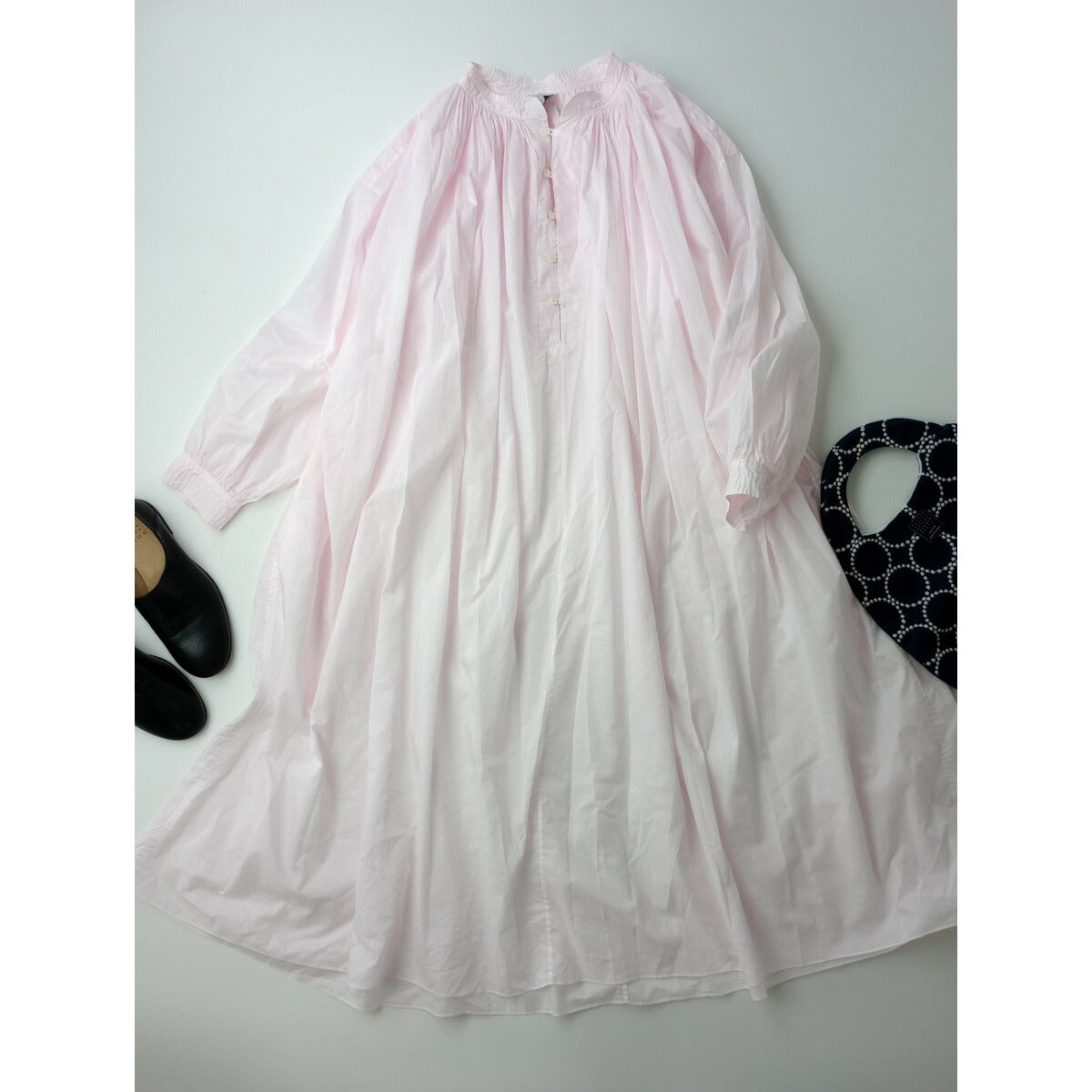 25SS SP エシュペー CHURCH SMOCK DRESS PINK チャーチ スモッグ ドレス コットン 綿 100％ 長袖 ロング ワンピース ピンク【中古】