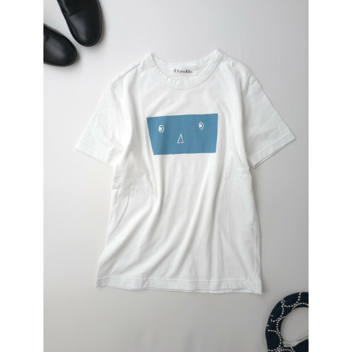 mina perhonen ミナペルホネン anim アニム コットン 綿 100％ カットソー 半袖 Tシャツ トップス 白 ブルー XS【中古】
