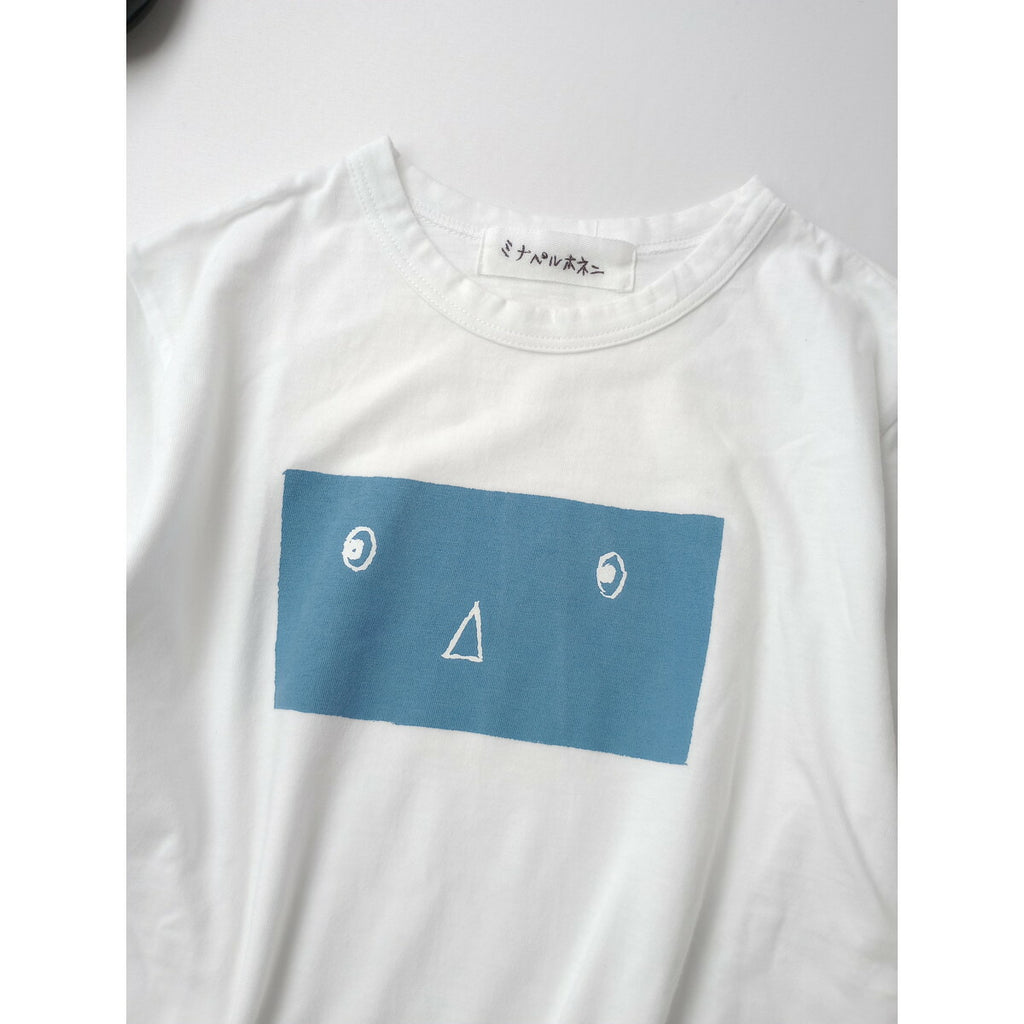 mina perhonen ミナペルホネン anim アニム コットン 綿 100％ カットソー 半袖 Tシャツ トップス 白 ブルー XS【中古】