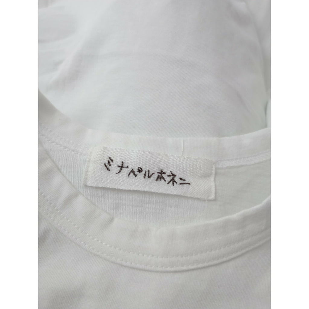 mina perhonen ミナペルホネン anim アニム コットン 綿 100％ カットソー 半袖 Tシャツ トップス 白 ブルー XS【中古】