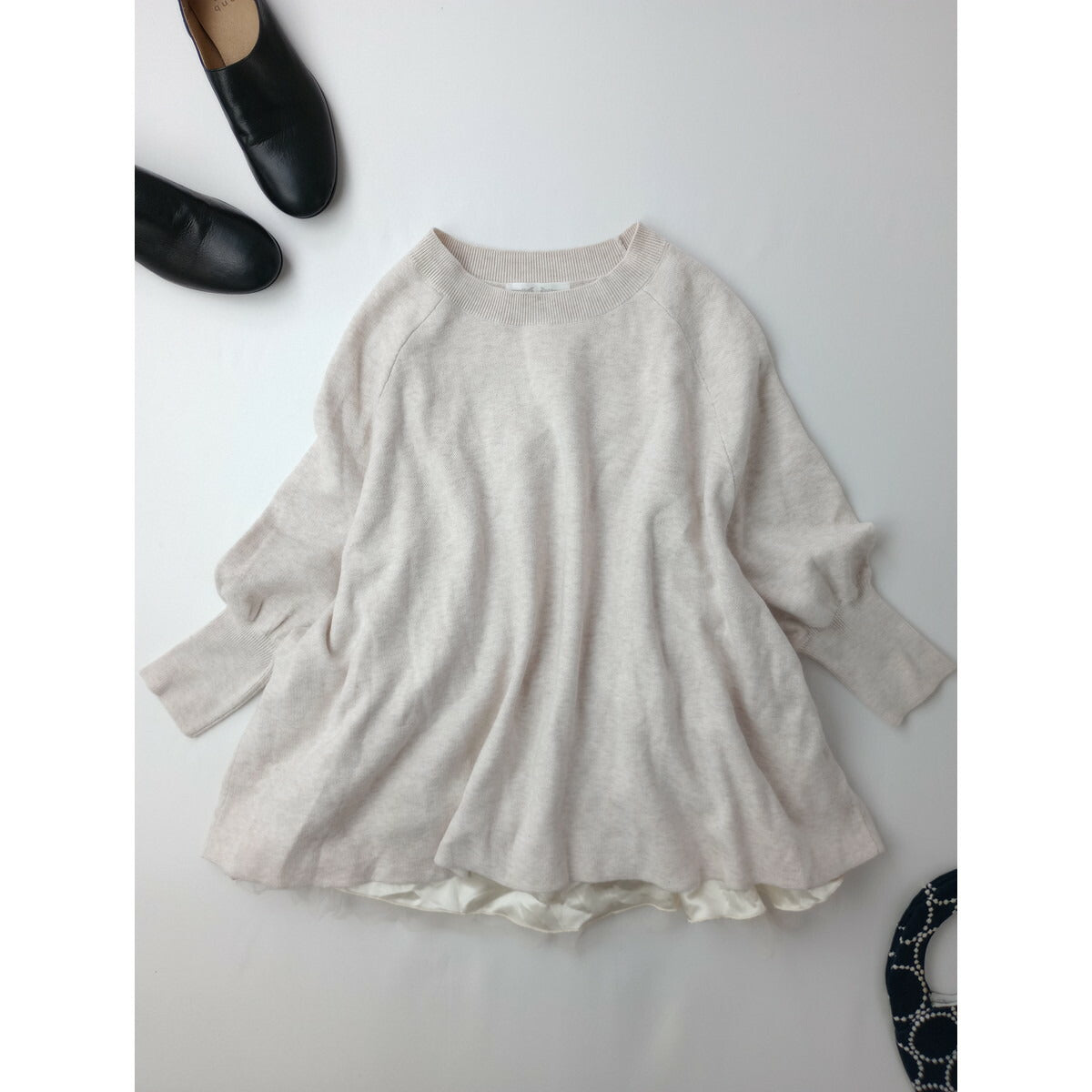 24AW BEARDSLEY ビアズリー チュチュ キャミ ニット トップス 生成り レイヤード【中古】
