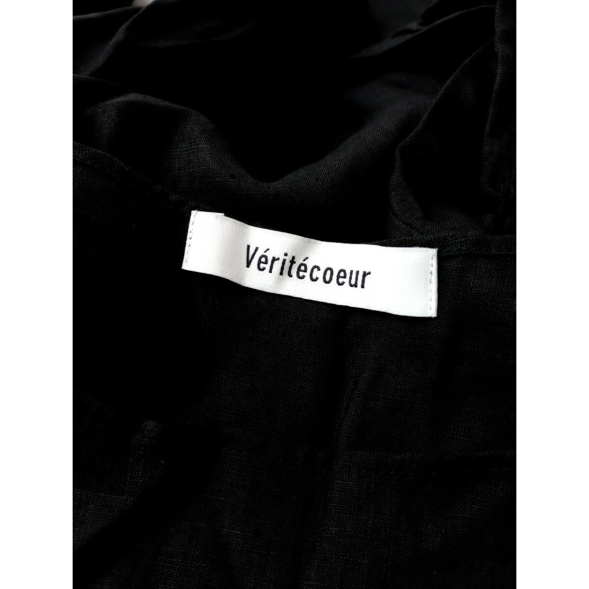 Veritecoeur ヴェリテクール リネン100％ Tライン プルオーバー ブラウス トップス 黒 ブラック F【中古】