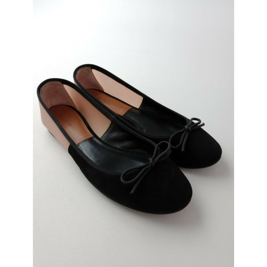 CELINE セリーヌ フラット パンプス バレエ シューズ 靴 バイカラー 黒 ブラック ピンク 37【中古】