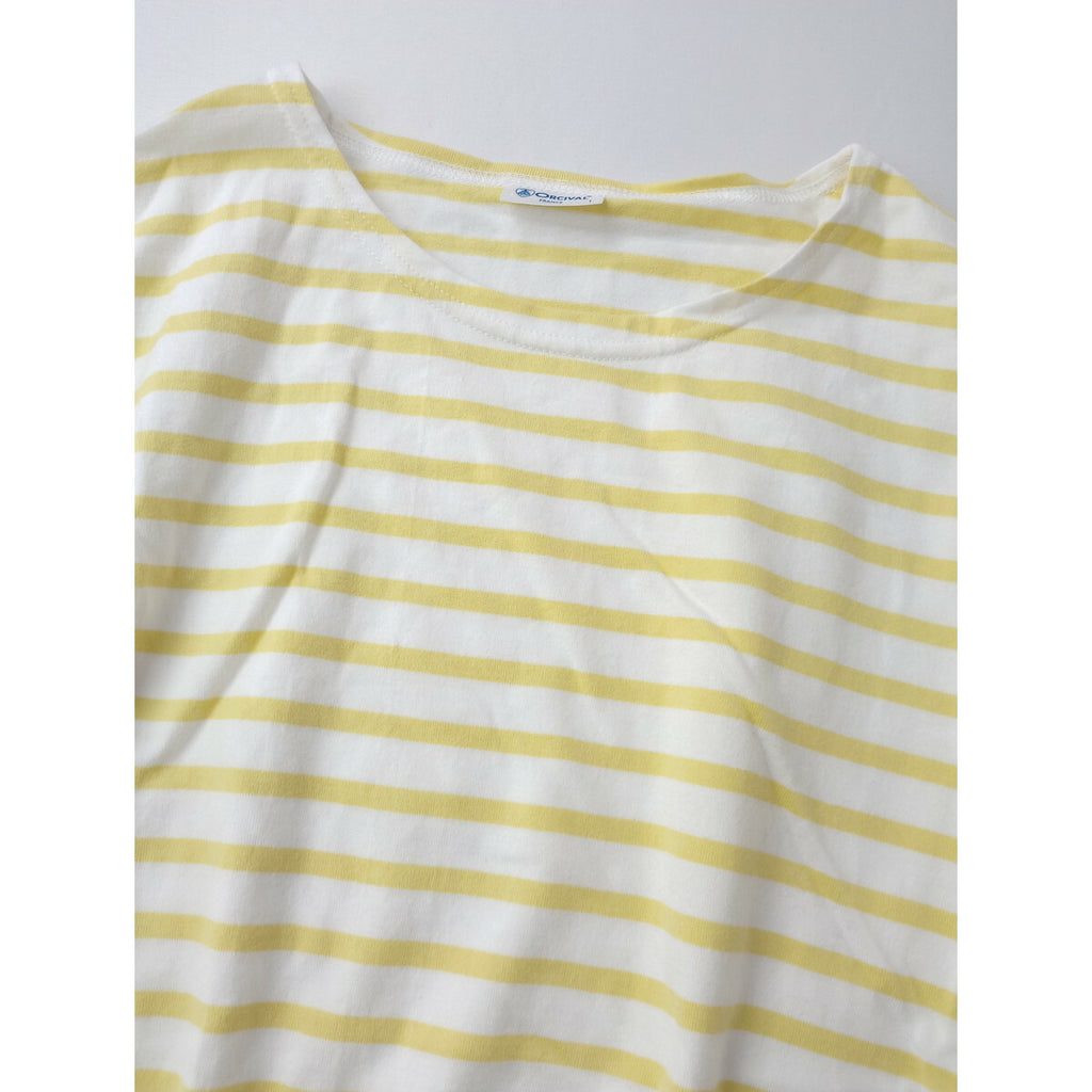 ORCIVAL オーシバル オーチバル 40/2ジャージー 半袖 ワイド ボートネック プルオーバー ボーダー トップス イエロー 黄色 1【中古】