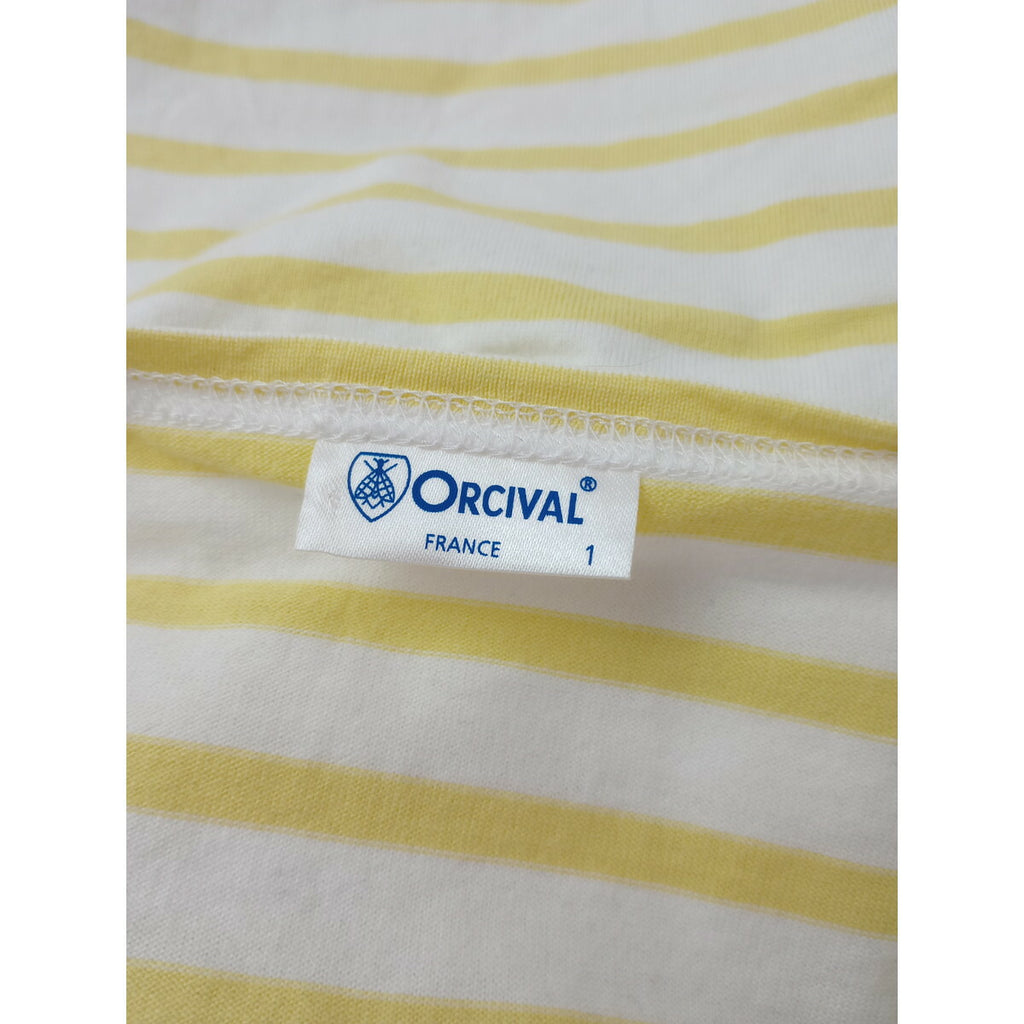 ORCIVAL オーシバル オーチバル 40/2ジャージー 半袖 ワイド ボートネック プルオーバー ボーダー トップス イエロー 黄色 1【中古】