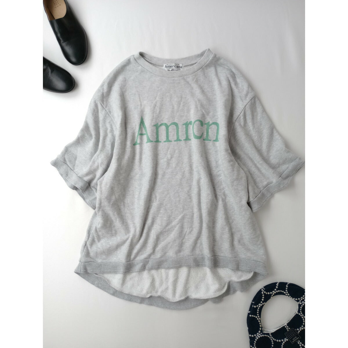 Americana アメリカーナ 半袖 プルオーバー スウェット コットン 綿 100％ トップス グレー【中古】