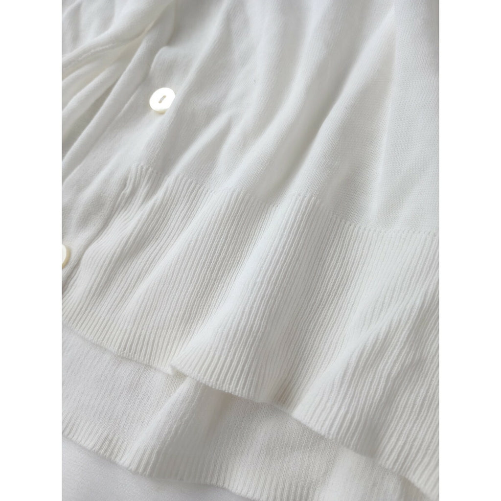 mizuiro ind ミズイロインド stand collar shirt like C/D コットン 綿 100％ ワイド ニット カーディガン 白 ホワイト【中古】