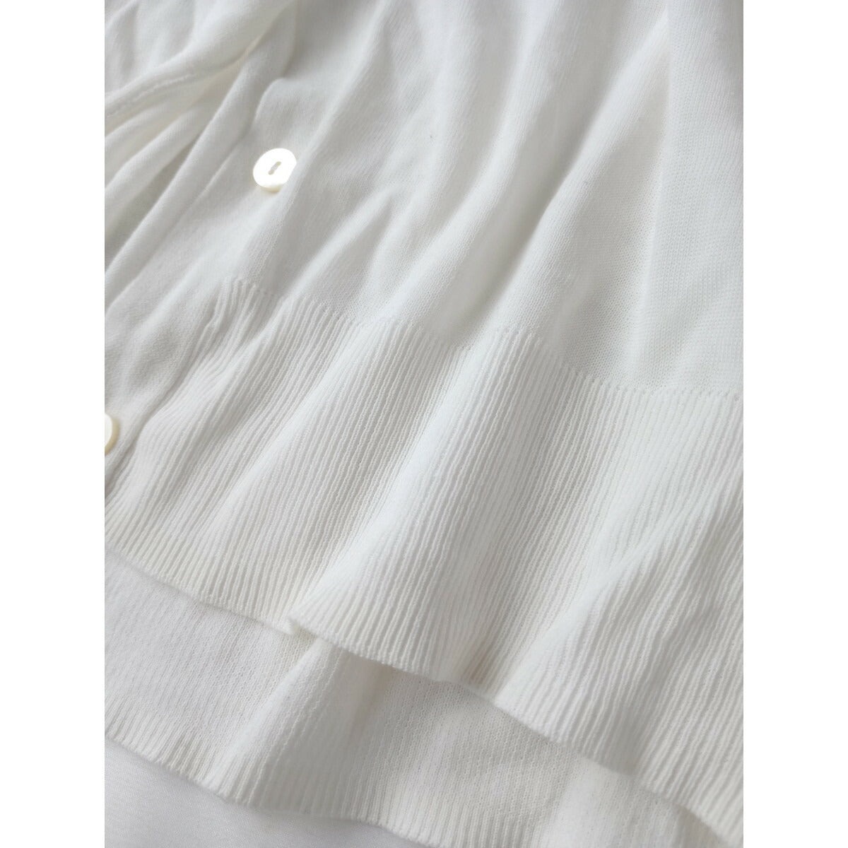 mizuiro ind ミズイロインド stand collar shirt like C/D コットン 綿 100％ ワイド ニット カーディガン 白 ホワイト【中古】