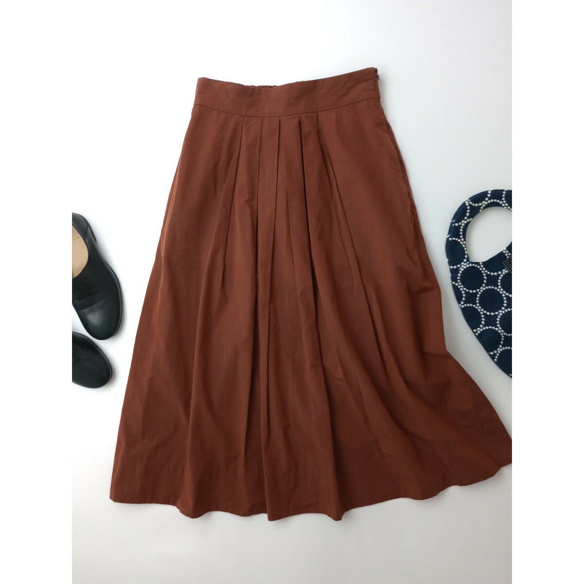 MARGARET HOWELL マーガレットハウエル COTTON CHAMBRAY コットン 綿 100％ ロングスカート ワインレッド 2【中古】