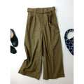 24SS MHL エムエイチエル マーガレットハウエル CRISP COTTON PLAINWEAVE ベルト付き コットン 綿 100％ パンツ カーキ 1【中古】