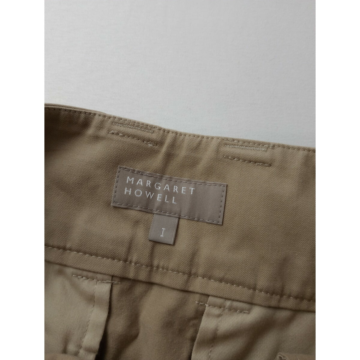 MARGARET HOWELL マーガレットハウエル HIGH DENSE COTTON TWILL コットン 綿 100％ ツイル スカート ベージュ 1【中古】