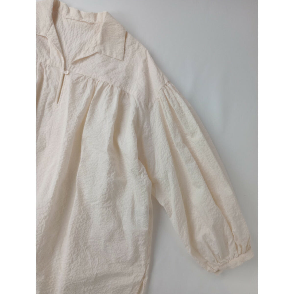 24SS journal standard luxe ジャーナルスタンダードラックスローンリップル スキッパーシャツ コットン綿 100％長袖トップス アイボリー【中古】