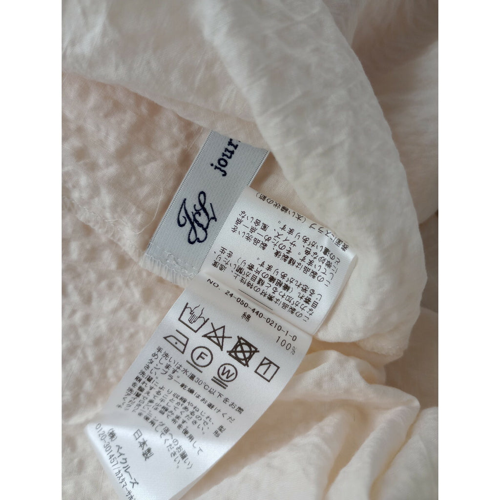 24SS journal standard luxe ジャーナルスタンダードラックスローンリップル スキッパーシャツ コットン綿 100％長袖トップス アイボリー【中古】