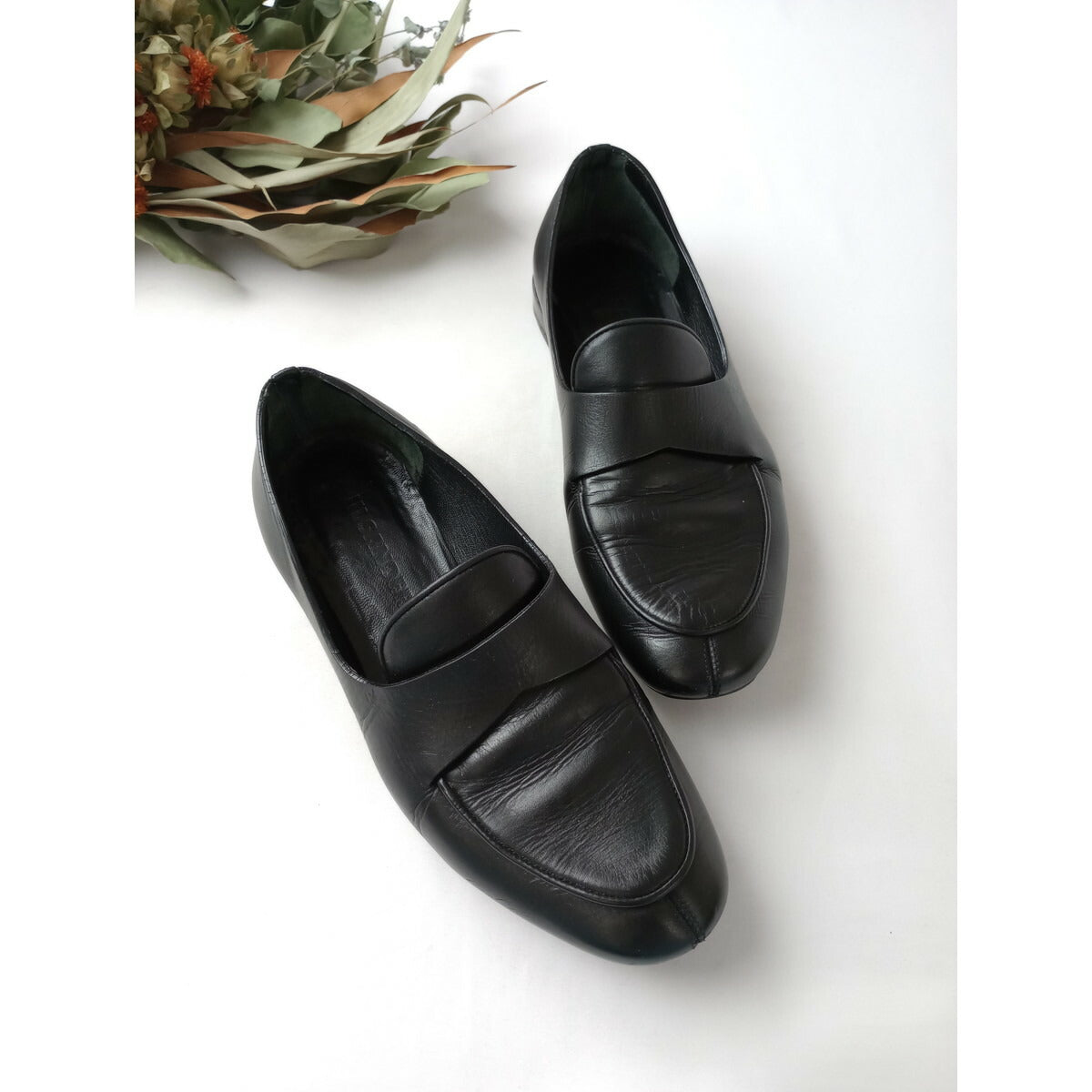 JIL SANDER ジルサンダー レザー ローファー 靴 黒 ブラック 35 1/2【中古】