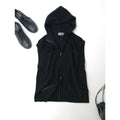 25AW MARGARET HOWELL マーガレットハウエル 防縮メリノウール 12ゲージ 片畦編み ニット ジレ ジップアップフーディー 黒 ブラック M【中古】