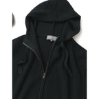 25AW MARGARET HOWELL マーガレットハウエル 防縮メリノウール 12ゲージ 片畦編み ニット ジレ ジップアップフーディー 黒 ブラック M【中古】
