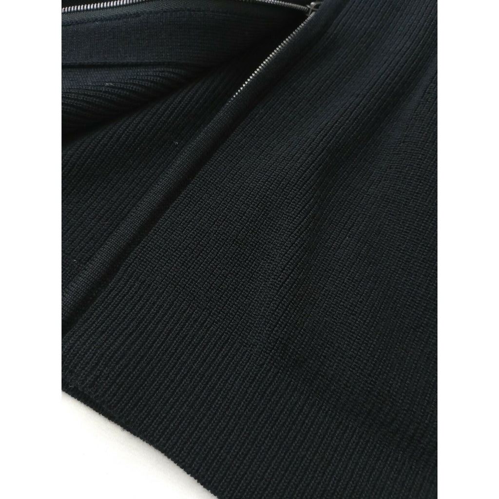 25AW MARGARET HOWELL マーガレットハウエル 防縮メリノウール 12ゲージ 片畦編み ニット ジレ ジップアップフーディー 黒 ブラック M【中古】
