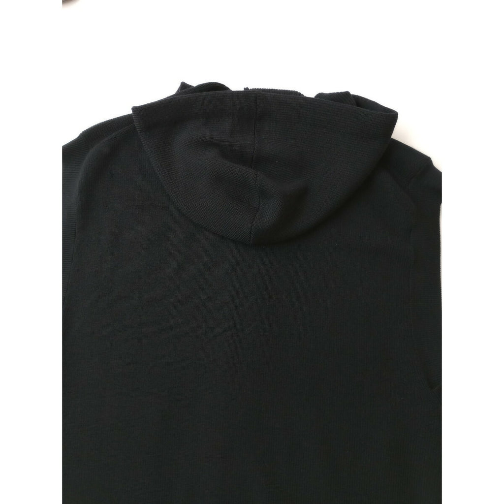 25AW MARGARET HOWELL マーガレットハウエル 防縮メリノウール 12ゲージ 片畦編み ニット ジレ ジップアップフーディー 黒 ブラック M【中古】