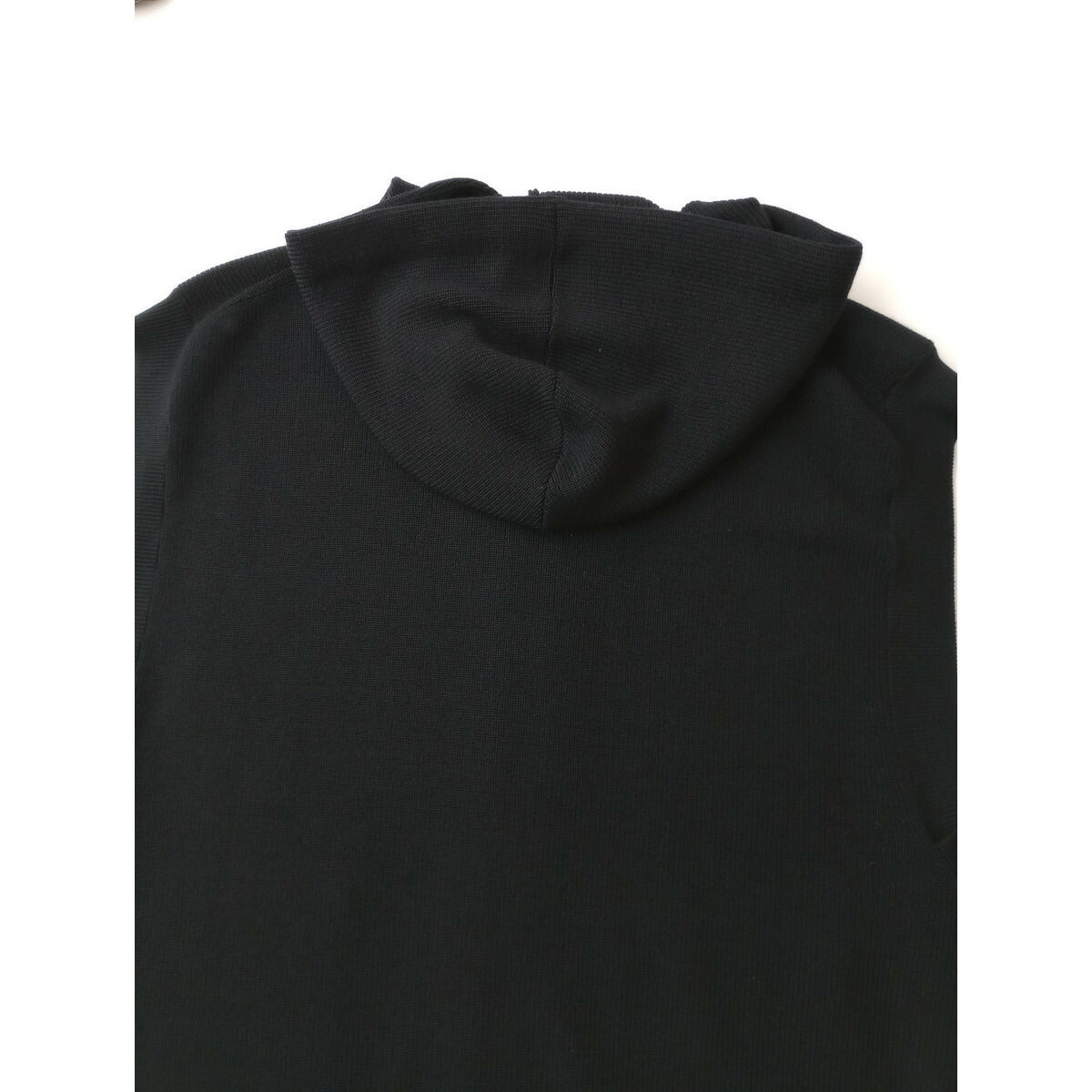 25AW MARGARET HOWELL マーガレットハウエル 防縮メリノウール 12ゲージ 片畦編み ニット ジレ ジップアップフーディー 黒 ブラック M【中古】