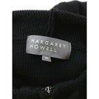 25AW MARGARET HOWELL マーガレットハウエル 防縮メリノウール 12ゲージ 片畦編み ニット ジレ ジップアップフーディー 黒 ブラック M【中古】