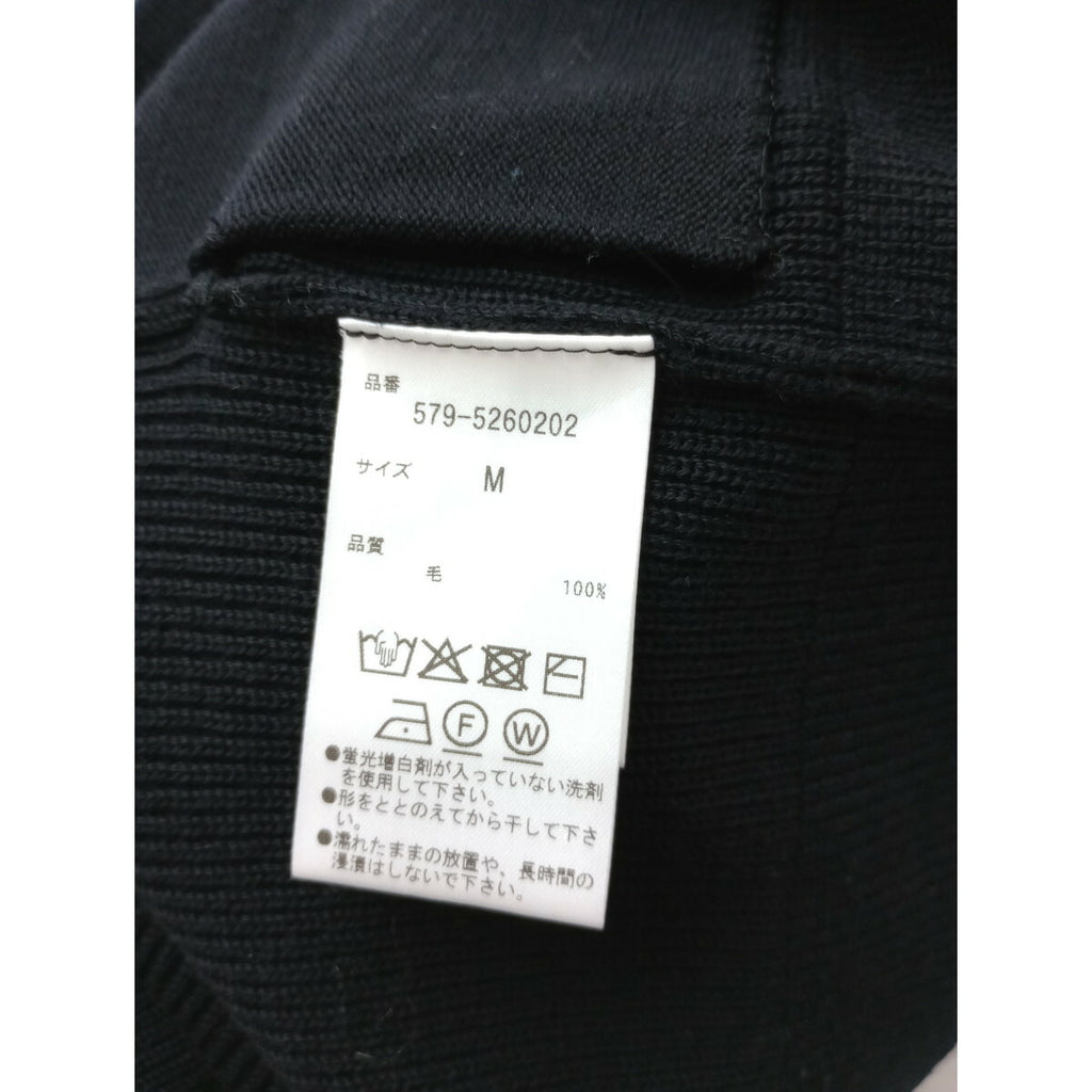 25AW MARGARET HOWELL マーガレットハウエル 防縮メリノウール 12ゲージ 片畦編み ニット ジレ ジップアップフーディー 黒 ブラック M【中古】