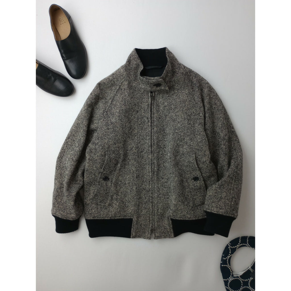 MARGARET HOWELL マーガレットハウエル CHARCOAL NATURAL TWEED BLOUSON ツイード ブルゾン ジップアップ 長袖 ジャケット 1(20M＋0217)【中古】