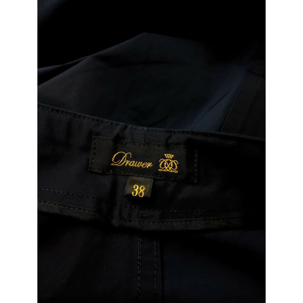 Drawer ドゥロワー タック テーパード パンツ ネイビー 38【中古】