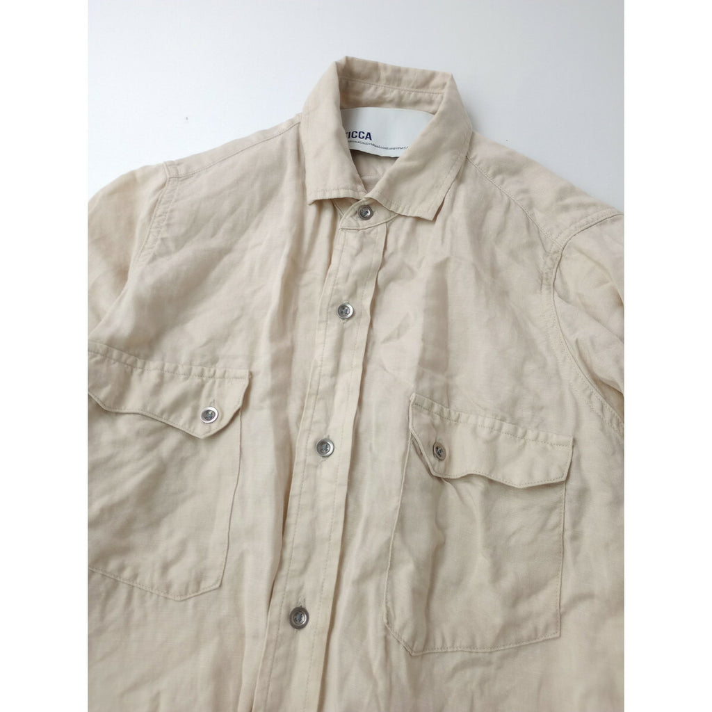 TICCA ティッカ リネン 麻 100％ 長袖 シャツ ワンピース ロング ライトベージュ F【中古】