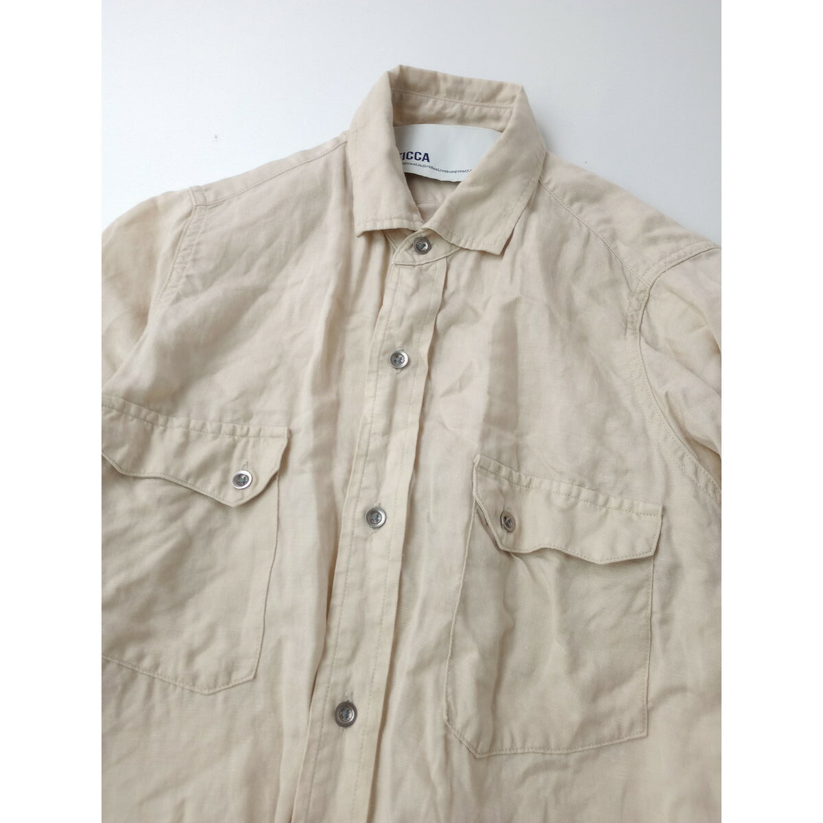 TICCA ティッカ リネン 麻 100％ 長袖 シャツ ワンピース ロング ライトベージュ F【中古】
