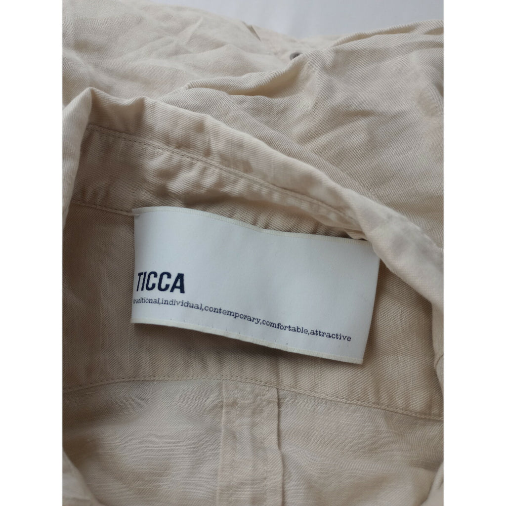 TICCA ティッカ リネン 麻 100％ 長袖 シャツ ワンピース ロング ライトベージュ F【中古】