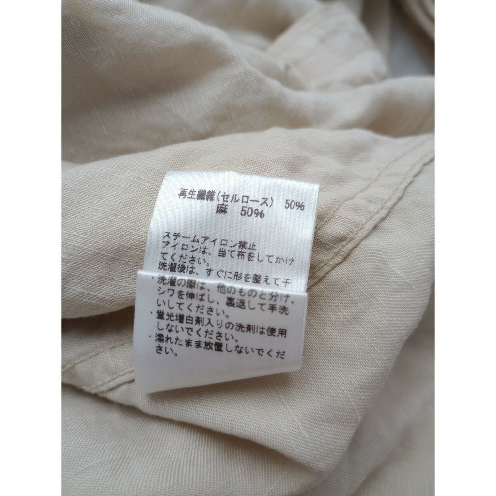 TICCA ティッカ リネン 麻 100％ 長袖 シャツ ワンピース ロング ライトベージュ F【中古】