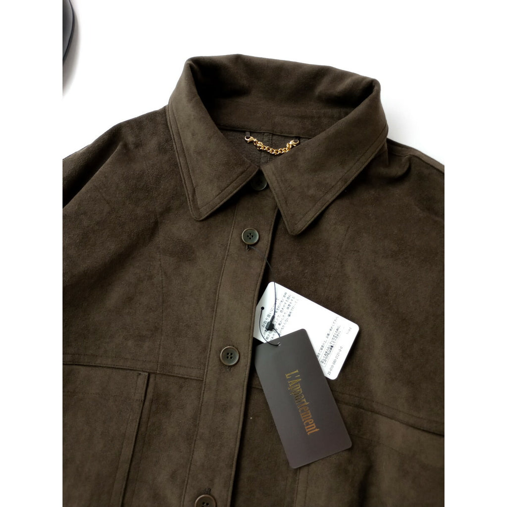 新品 25AW アパルトモン L'Appartement ULTRASUEDE JACKET フェイク スエード シャツ ジャケット ダークブラウン F