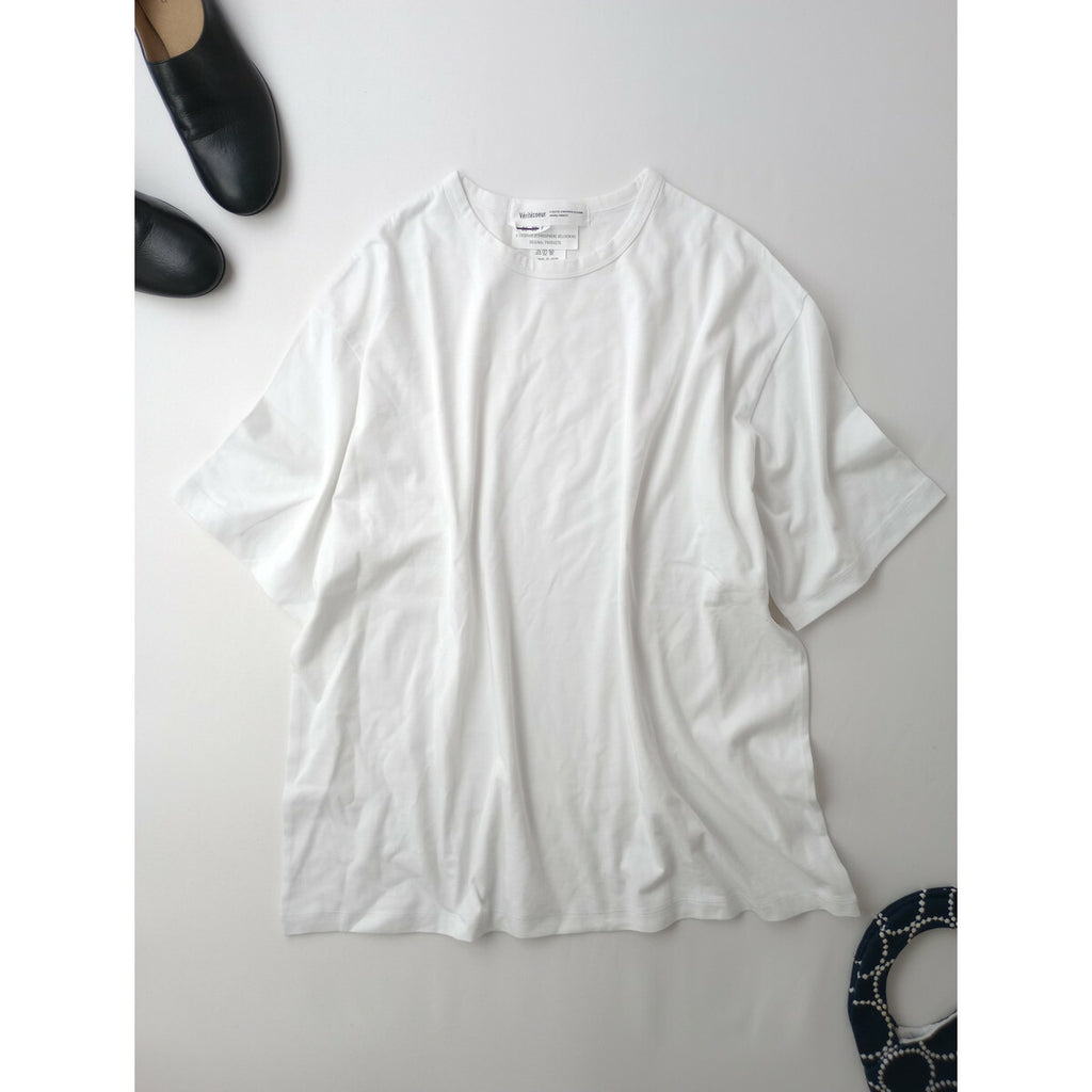 Veritecoeur ヴェリテクール コットン 綿 100％ 半袖 Tシャツ カットソー トップス 白 ホワイト【中古】