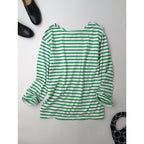 THE SHINZONE シンゾーン MARINE BORDER TEE コットン 綿 100％ マリン ボーダー Tシャツ トップス 長袖 カットソー グリーン 白 F【中古】