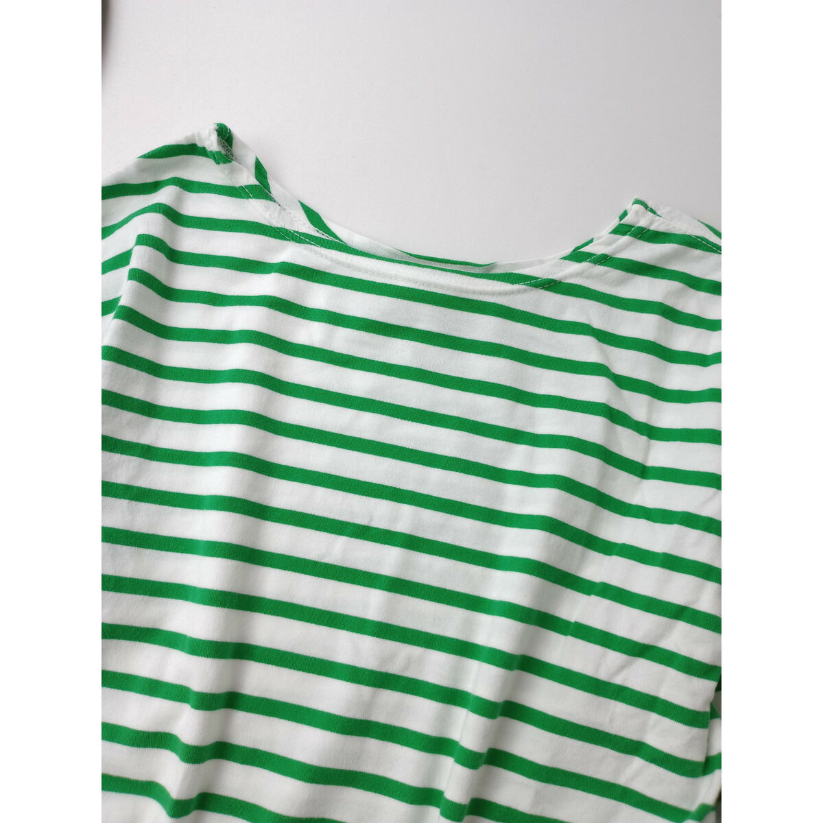 THE SHINZONE シンゾーン MARINE BORDER TEE コットン 綿 100％ マリン ボーダー Tシャツ トップス 長袖 カットソー グリーン 白 F【中古】