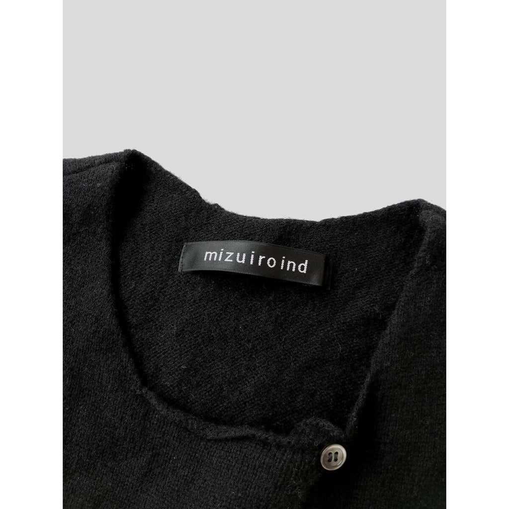 mizuiro ind ミズイロインド crew neck vest クルーネック ニット ベスト 黒 ブラック ウール 毛 混 (11M＋0107) 【中古】