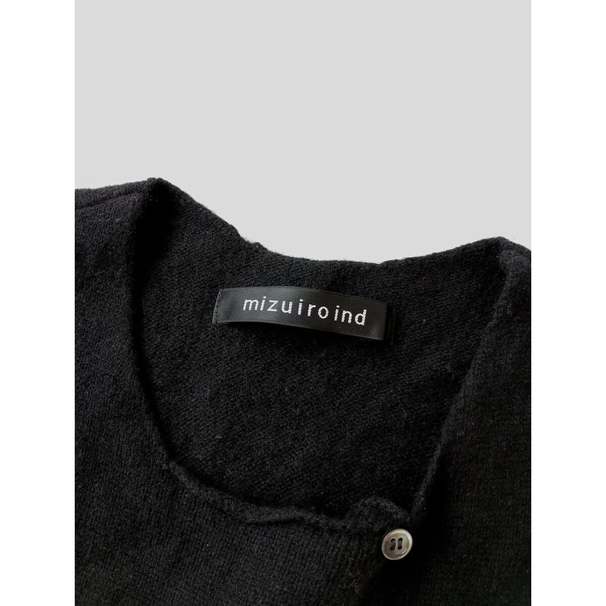 mizuiro ind ミズイロインド crew neck vest クルーネック ニット ベスト 黒 ブラック ウール 毛 混 (11M＋0107) 【中古】
