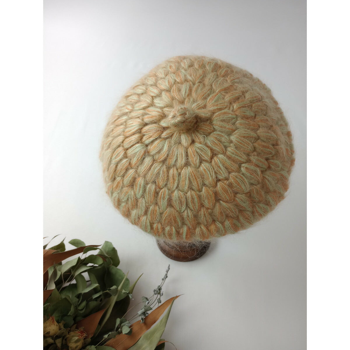 新品 sugri スグリ ニット ベレー帽 帽子 ベージュ オレンジ (22M＋0365)