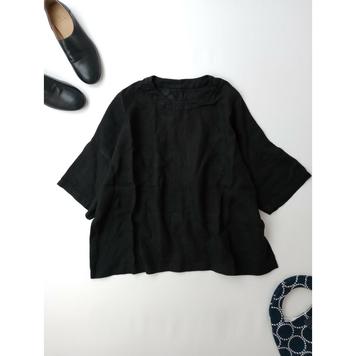 25AW evam eva エヴァムエヴァ linen pullover リネン プルオーバー トップス 黒 ブラック M【中古】