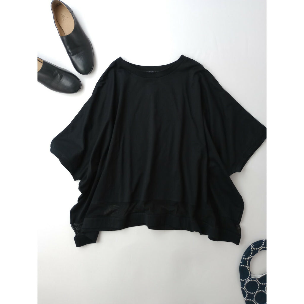mizuiro ind ミズイロインド ワイド 裾チュール Ｔシャツ カットソー トップス 黒 ブラック【中古】