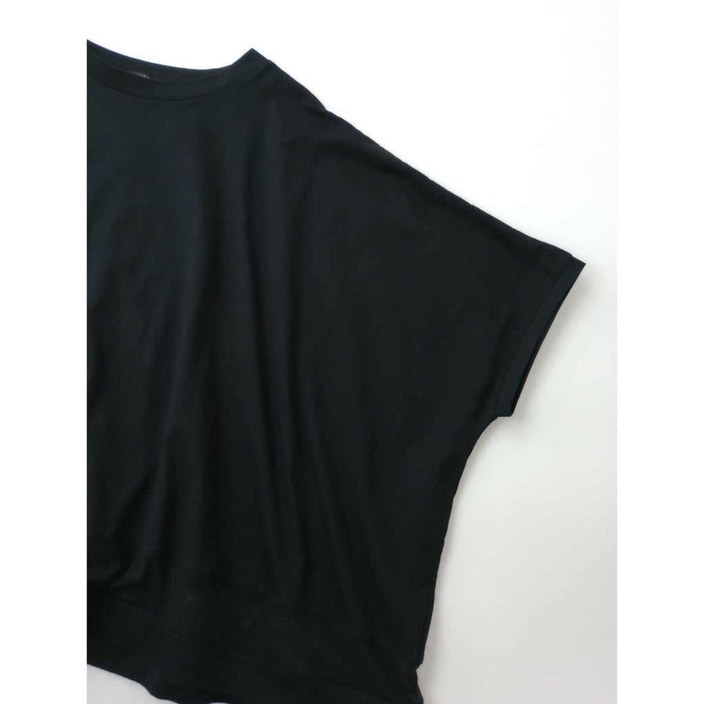 mizuiro ind ミズイロインド ワイド 裾チュール Ｔシャツ カットソー トップス 黒 ブラック【中古】