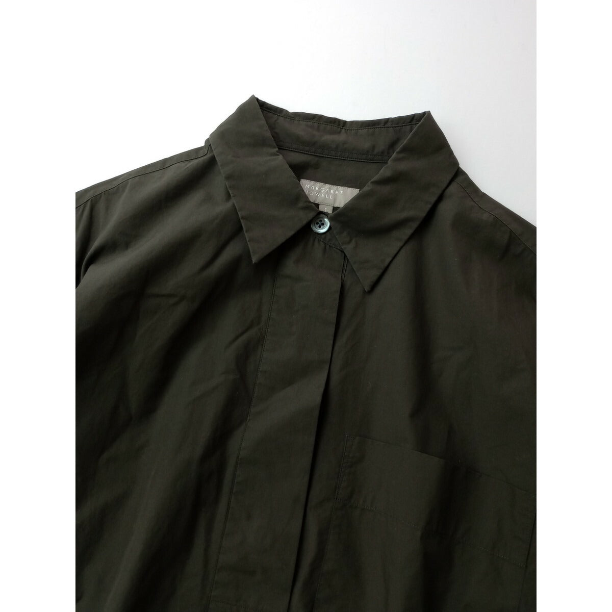 MARGARET HOWELL マーガレットハウエル FINE COTTON POPLIN SHIRT コットン 綿 100％ プルオーバー 長袖 シャツ 1 カーキ【中古】