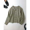 MARGARET HOWELL マーガレットハウエル COTTON WOOL POPLIN SHIRT 長袖 ブラウス シャツ トップス カーキ 2【中古】