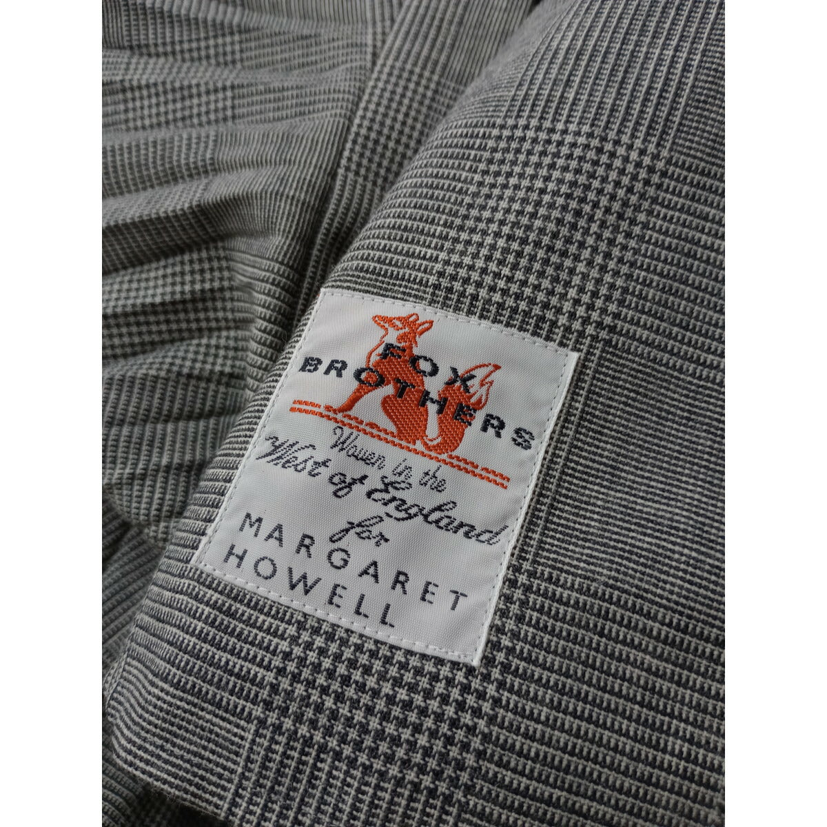 MARGARET HOWELL × FOX BROTHERS マーガレットハウエル アコーディオン プリーツ ロング スカート ウール グレン チェック 柄 グレー 2