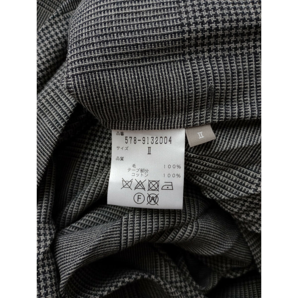 MARGARET HOWELL × FOX BROTHERS マーガレットハウエル アコーディオン プリーツ ロング スカート ウール グレン チェック 柄 グレー 2
