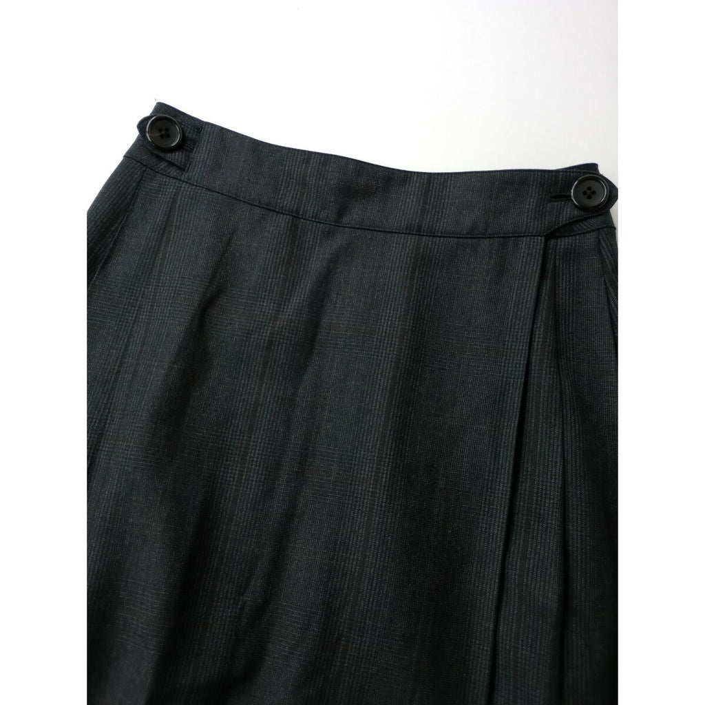 MARGARET HOWELL マーガレットハウエル LARGE CHECK WOOL COTTON SKIRT チェック ウール コットン スカート 1 黒 ブラック【中古】